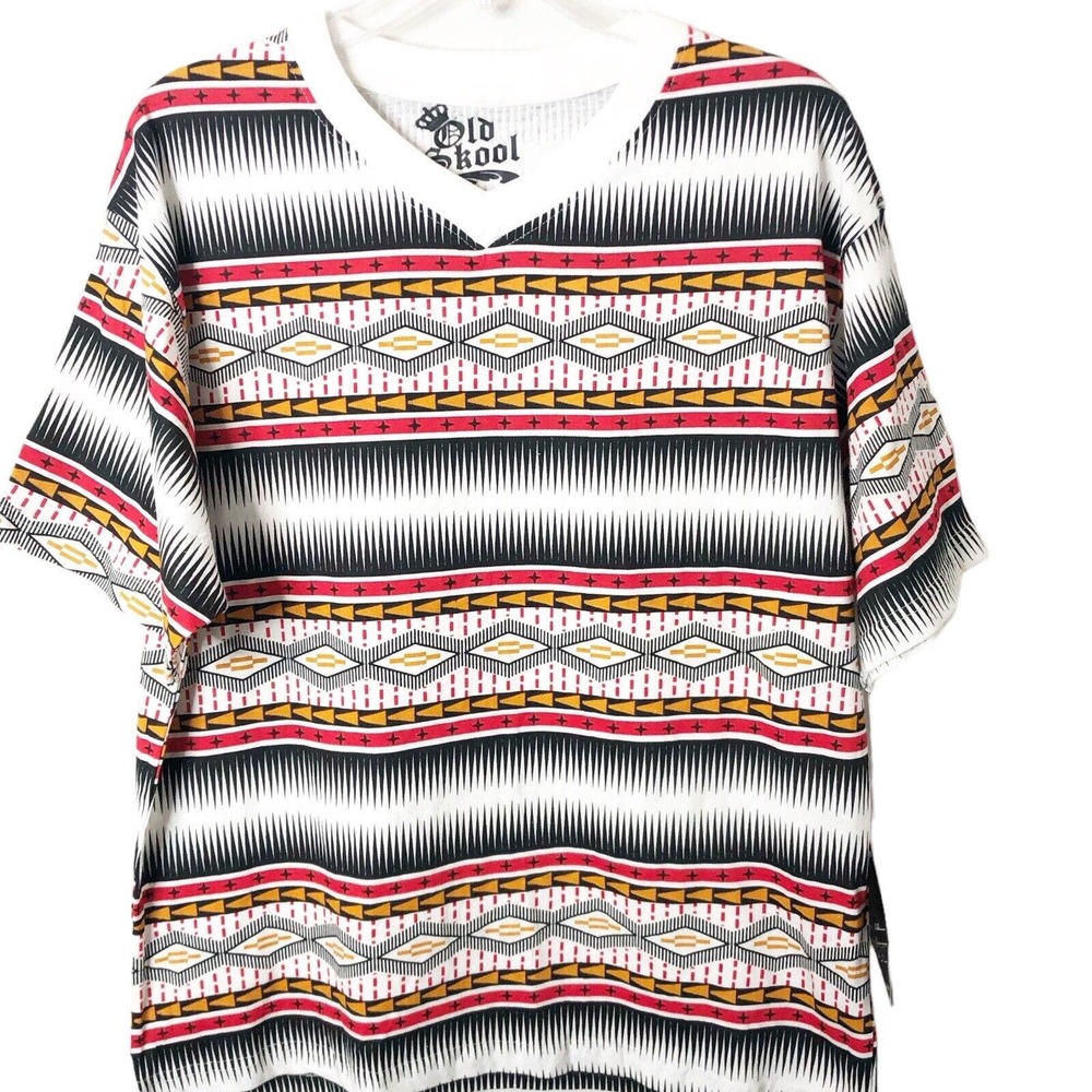 Old Skool NWT Men's Multicolor V-Neck Short Sleeve Shirt Size Medium